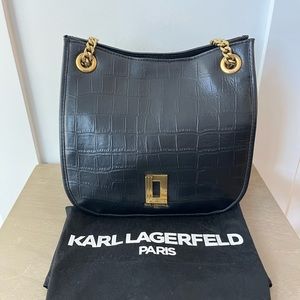 Karl Lagerfeld Paris Small Soft Croco Lyon Bucket Bag NWT